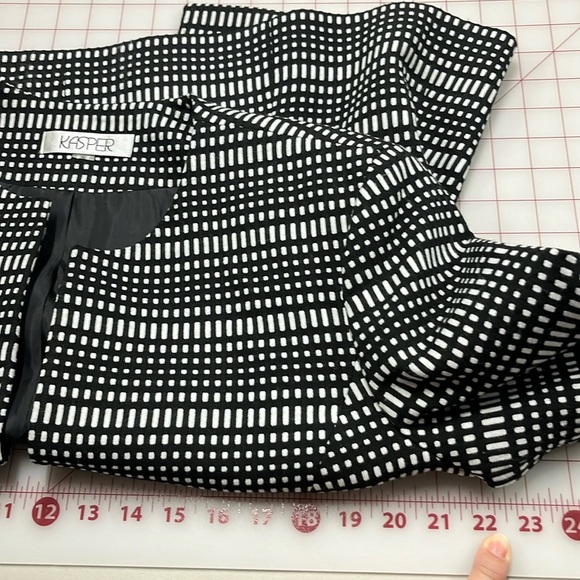 KASPER Geo Stripe Black/White Print 3/4 SLV Open Front Career Blazer Jacket 16 - Picture 15 of 16